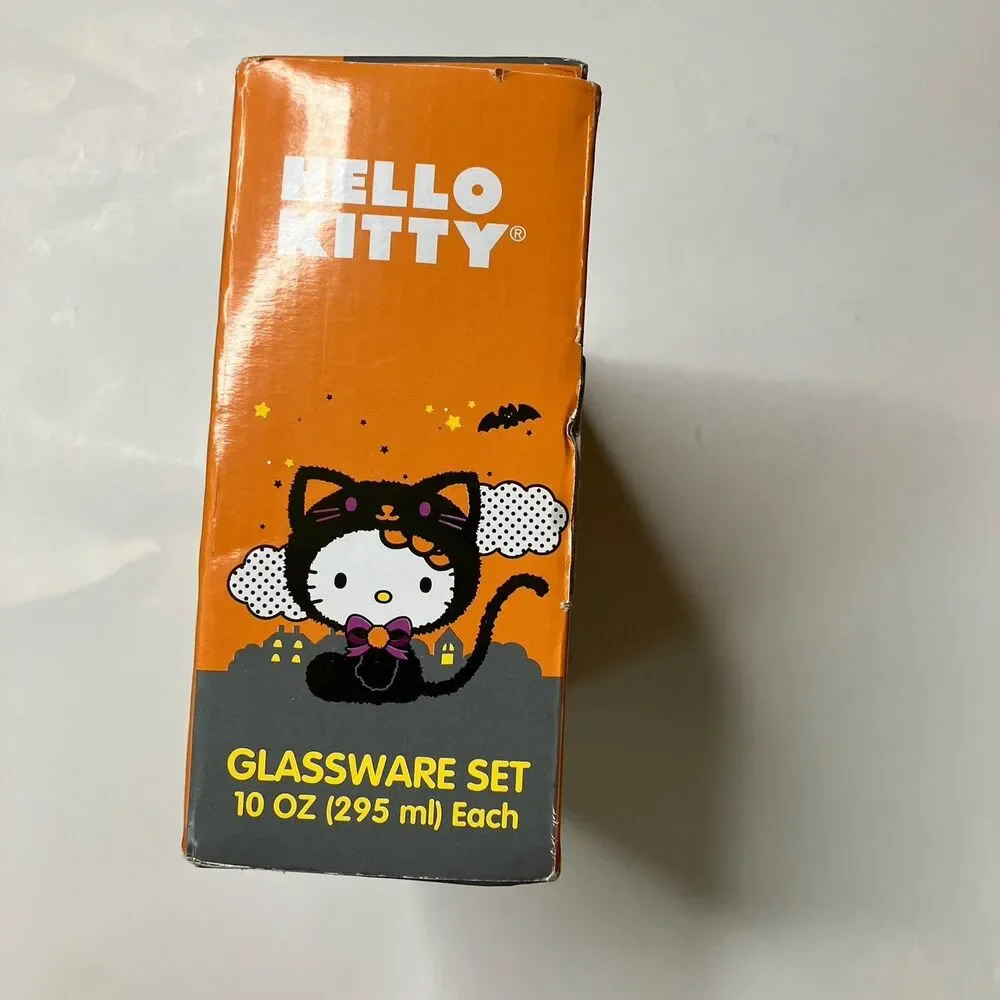 Sanrio Hello Kitty Halloween Glassware Set Of 4 Limited Edition 10 oz Glasses